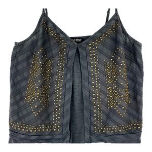 Lucky Brand Camisole Shirt Women's M Tank Top Sleeveless Blouse Studded Boho